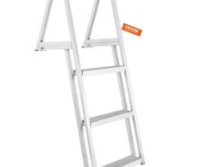 Ladder, Removable 3 Steps, 350 lbs Load Capacity, Aluminum Alloy Pontoon Boat Ladder with 4'' Wide Step & Anti-Slip Design Pedal