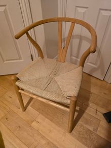 Set of two Meadows and Byrne oak wishbone chairs