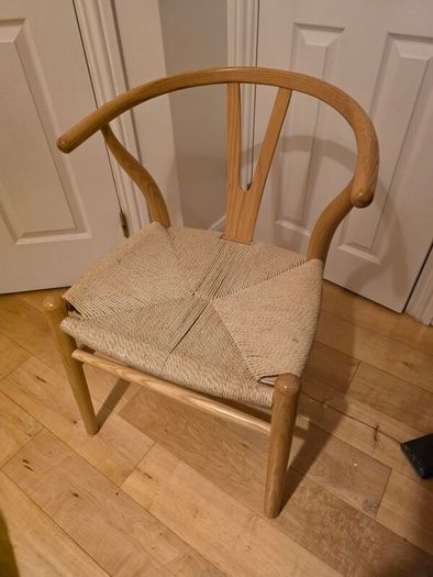 Set of two Meadows and Byrne oak wishbone chairs