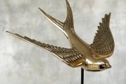 Flying Swallow Tabletop Figurine - Polished Bronze