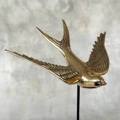 Flying Swallow Tabletop Figurine - Polished Bronze