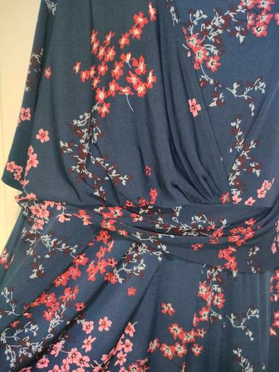 Anthology navy floral stretch pencil Occasion dress size 16 Postage included