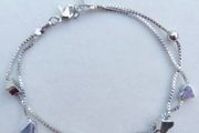 Vintage Sterling Silver 925 Cute Double Heart Charm Bracelet 4,30g