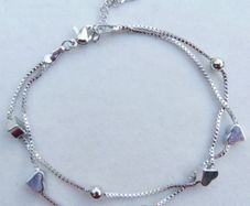 Vintage Sterling Silver 925 Cute Double Heart Charm Bracelet 4,30g