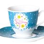 Porcelain Tea Cup Set Floral Birds With Saucers Image 3