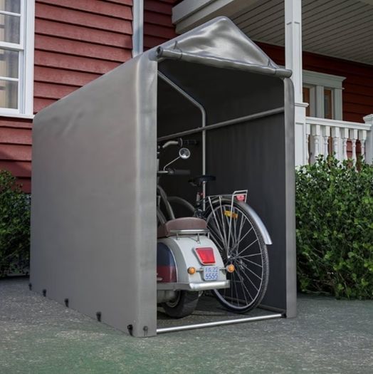 Garden Waterproof Anti-UV Bike Storage Tent Bicycle Motorcycle Shed Shelter Outdoor Backyard Steel Frame PE Cover Zipper Door Small Grey