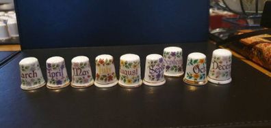 Bone China Thimbles Months of the Year