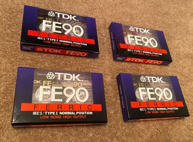 4 TDK FE90 Cassette Tapes