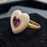 inlay ring heart with amethyst  gold Image 2