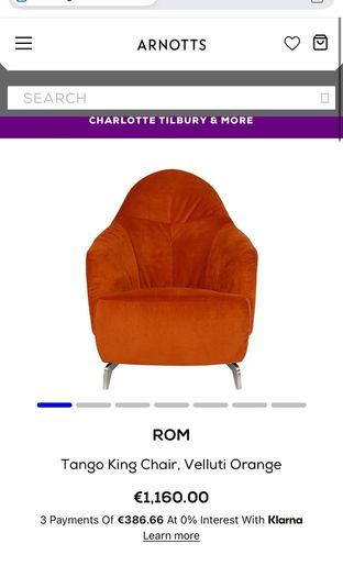 Armchair velvet Orange