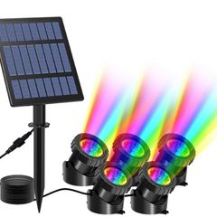 Solar Pond Lights, 5-in-1 Submersible Pond Light Outdoor Solar Landscape Spotlight Underwater Lights IP68 Waterproof Amphibious Lighting Light 2 Modes for Pond,Garden,Outdoor (FREE POSTAGE)