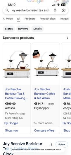 Joy resolve barisieur tea and coffee alarm clock