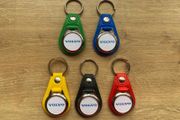Brand new synthetic leather Volvo key ring with shopping trolley token/coin