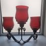 Antique Red Glass Candle Holders Image 4