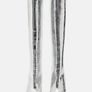 Zara Leather Block Heel Knee-high Boots Silver Image 6