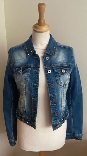 SMAGLI jeans stretch denim bomber jacket size medium