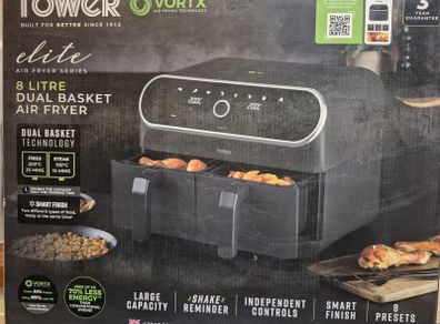 Tower Vortx Elite 8L dual basket air fryer brand new in box
