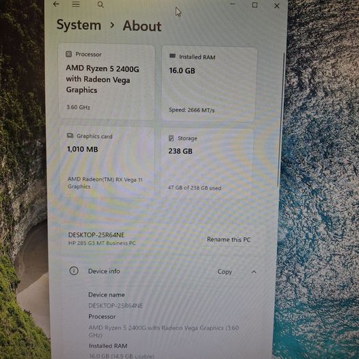 Hp 285 G3 Mt Amd Ryzen 5 | 16gb Ram | 256gb M.2 Ssd Desktop