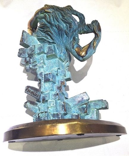 Woman With Naked Bust (35cm, 4.5kg) - Patinated Bronze, Signed