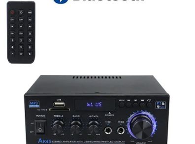Home Power Amp Amplifier 2 Channel Bluetooth 5.0 Mini Hifi Digital Stereo Sound Amplifier Support FM USB SD Mic input AUX