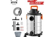 Wet/Dry Shop Vacuum Vac 30L 6 Peak HP w/ Nozzle Stainless Steel Silver