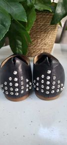 Alexander McQueen Black Leather Studded Pointed Flats Sz 40 (Fit 7UK) - Rrp 375 (New)
