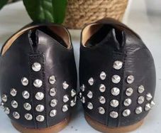Alexander McQueen Black Leather Studded Pointed Flats Sz 40 (Fit 7UK) - Rrp 375 (New)