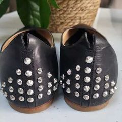Alexander McQueen Black Leather Studded Pointed Flats Sz 40 (Fit 7UK) - Rrp 375 (New)