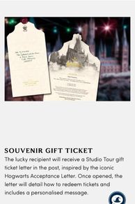 Harry Potter London Studio Tour gift ticket