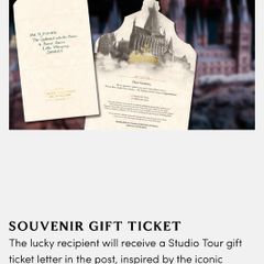 Harry Potter London Studio Tour gift ticket