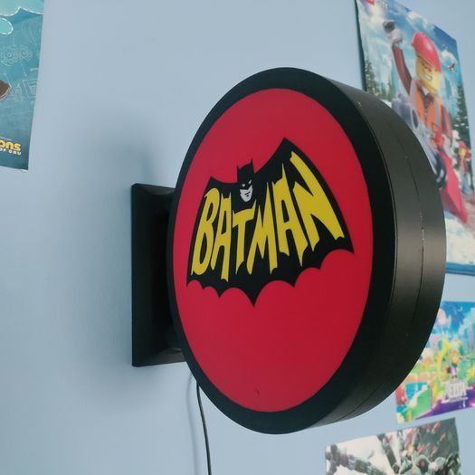 Batman Inspired LED Light Box Sign, Superhero Wall Light, Gaming Room Decor, Man Cave Sign, Comic Fan Gift, Bedroom Light