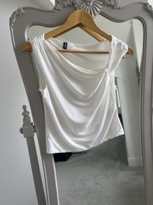 Smart Cream Asymmetric Neckline Top size S