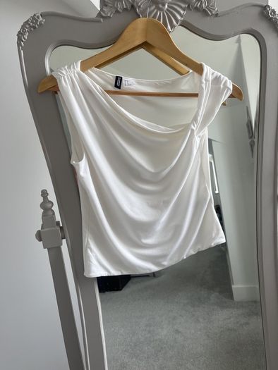 Smart Cream Asymmetric Neckline Top size S