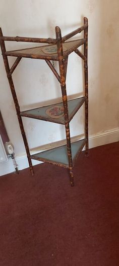 Victorian bamboo three tier corner whatnot