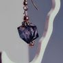 Smokey Plum Glass Cube Facet Drop Earrings Image 10