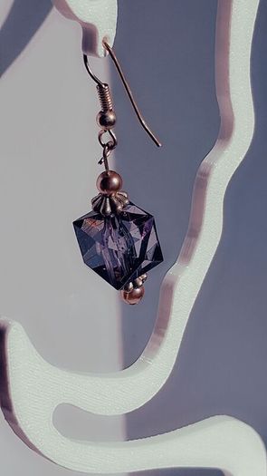 Smokey Plum Glass Cube Facet Drop Earrings