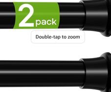 2Pcs Tension Rod 58-120cm Black Adjustable Tension Rods for Curtains Extendable Curtain Poles Shower Curtain Pole No Drilling Spring Tension Rod for Window,Wardrobe and Bathroom