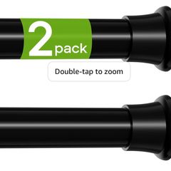 2Pcs Tension Rod 58-120cm Black Adjustable Tension Rods for Curtains Extendable Curtain Poles Shower Curtain Pole No Drilling Spring Tension Rod for Window,Wardrobe and Bathroom