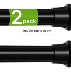 2Pcs Tension Rod 58-120cm Black Adjustable Tension Rods for Curtains Extendable Curtain Poles Shower Curtain Pole No Drilling Spring Tension Rod for Window,Wardrobe and Bathroom