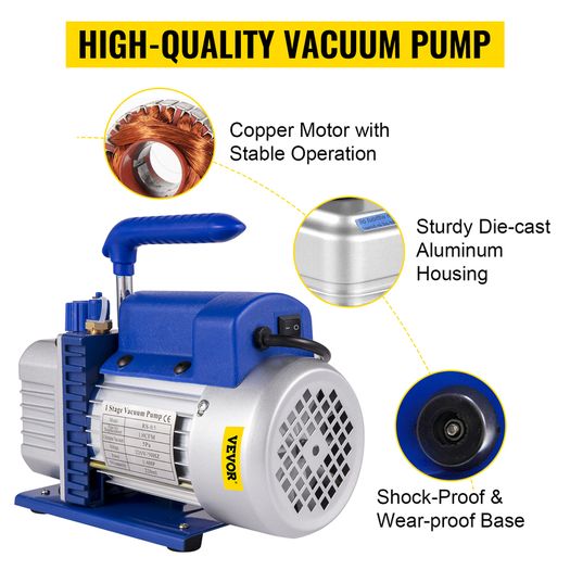 Refrigerant Vacuum Pump Kits 4.8CFM 1-3HP HVAC Refrigeration with Manifold Gauge for Household Air Conditioning