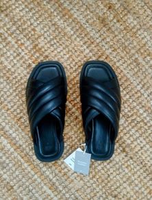 H&M Premium Black Leather Sandals UK 4 EU 37