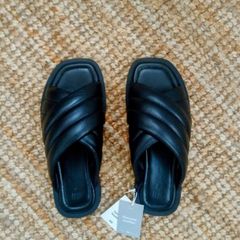 H&M Premium Black Leather Sandals UK 4 EU 37