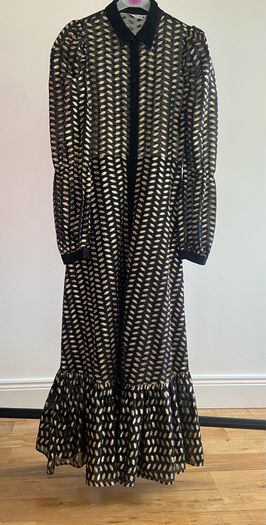 Amazing Zara black and gold long print dress XS