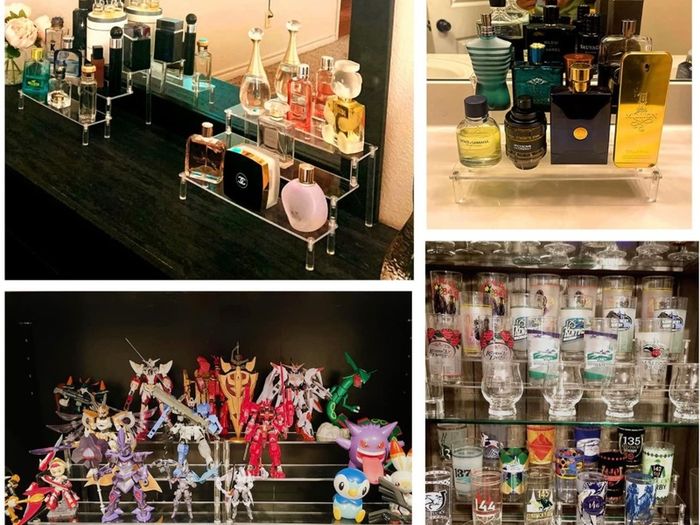 Acrylic Riser Clear Display Risers Stand Cologne Organizer Acrylic Shelves 3 Tier Shelf for Amiibo Funko Figures Toys Cupcake Food Desserts Perfume Collection Cosmetic Jewelry Makeup Product (FREE POSTAGE)