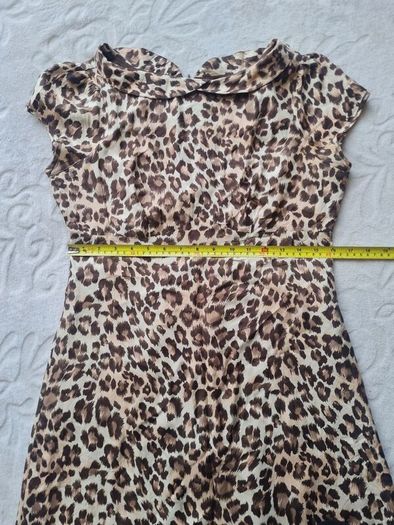 Warehouse Silk Dress Brown Animal Print Dress