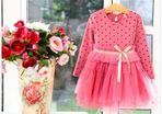 New Girls Polka Dot Spot Dress High Waist Lace Velvet Bow Tutu Party Size 4-5 yrs