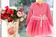 New Girls Polka Dot Spot Dress High Waist Lace Velvet Bow Tutu Party Size 4-5 yrs