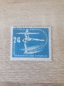 East Germany 1950 "1st Winter Sports Championship" 24 Pfennig Stamp cancelled - free standard postage