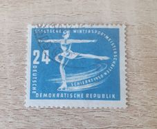 East Germany 1950 "1st Winter Sports Championship" 24 Pfennig Stamp cancelled - free standard postage