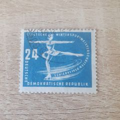 East Germany 1950 "1st Winter Sports Championship" 24 Pfennig Stamp cancelled - free standard postage
